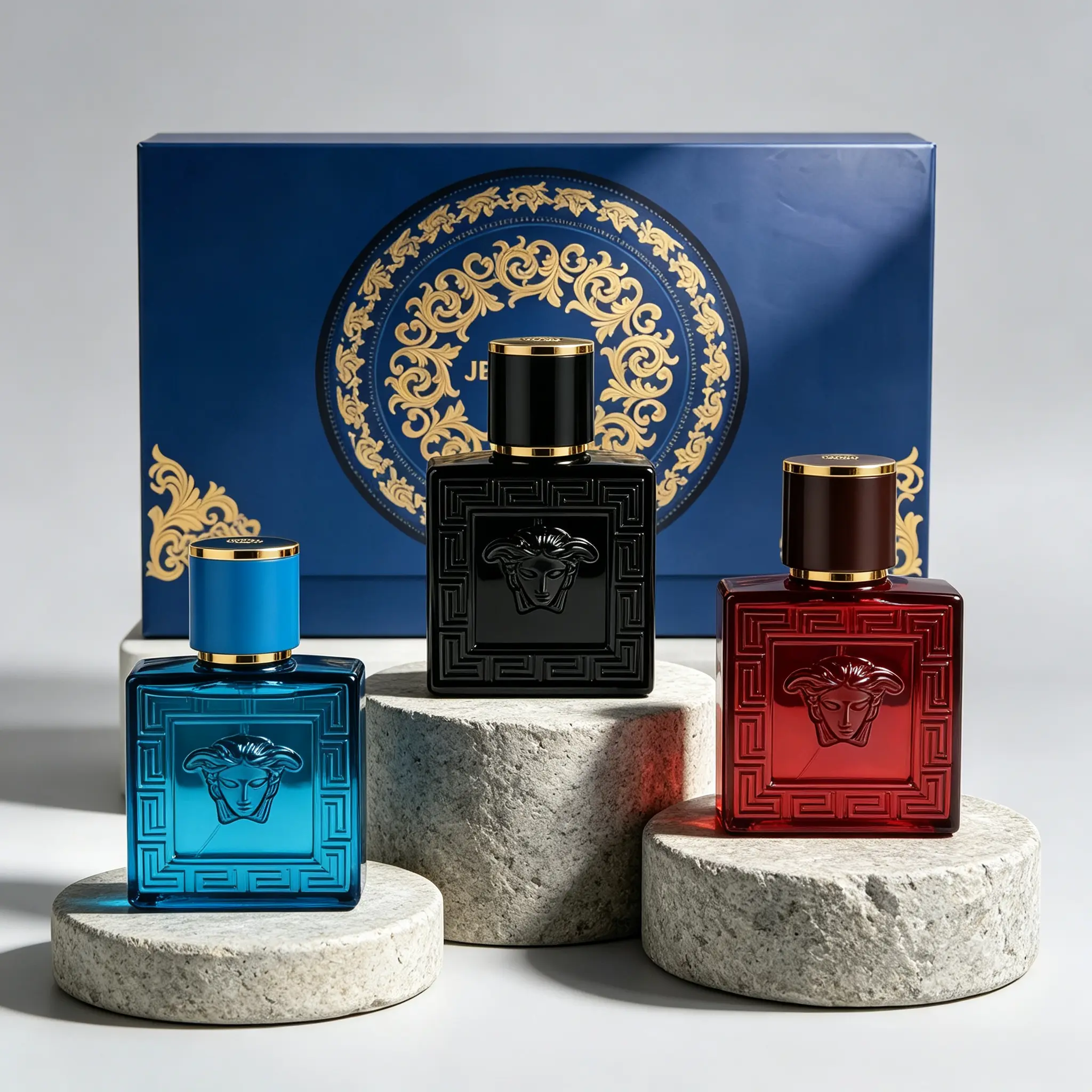 JEAN MISS Eros Series Men's 3-Piece 30ml Travel-Size Eau de Parfum Gift Set, Long-Lasting Aquatic, Woody & Spicy Fragrances, Fresh Summer Cologne for Daily Wear, Dates, Parties & Travel, Ideal Luxury Gift for Him