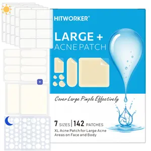 Large Hydrogel Acne Patches Xl Size for Face & Body, 7 Sizes Gentle Peel-Off Acne Stickers, Skincare for Large Blemishes, Acne Pimple Patch