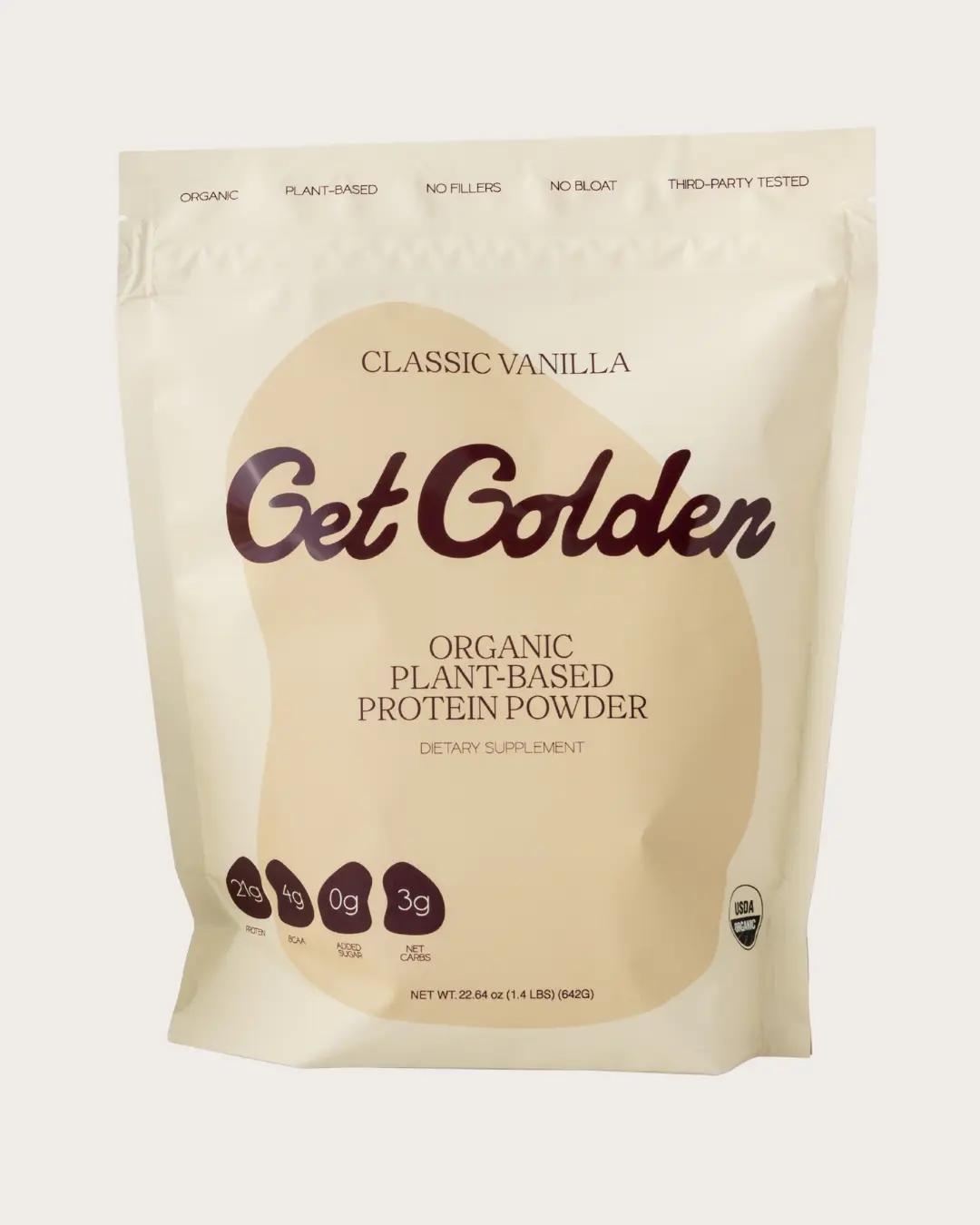 Get Golden Classic Vanilla Protein Powder - Organic, 21 g Protein, 0 g Sugar, 4 g BCAAs Workout Supplement Muscle Supplement