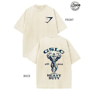 [4][vintage t shirts]Heavyweight Washed Gym Tee - Premium Cotton Vintage Workout Shirt for Training & Streetwear Limited Edition Athletic Top with Retro Finis[funny graphic tee] Y2K Fitness Streetwear Oversized Pump Cover Casual Gym Shirt