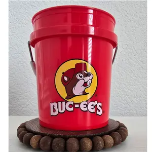 Buc-ee's Red Mini Bucket with Shiny Metal Handle & White Grip - 4-inch Iconic Texas Style for Drinks Pens or Toddler Treasures