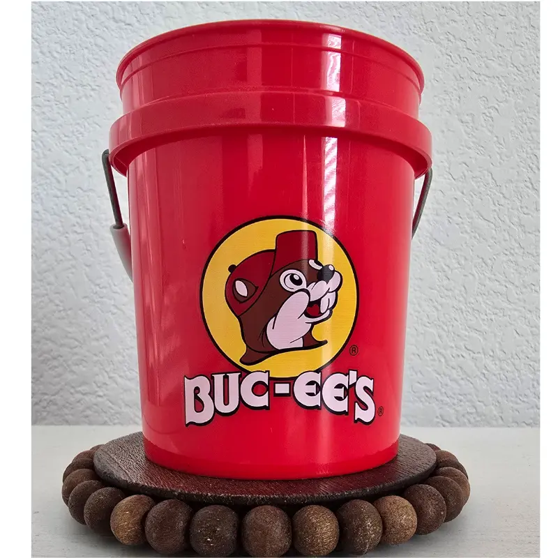 Buc-ee's Red Mini Bucket with Shiny Metal Handle & White Grip - 4-inch Iconic Texas Style for Drinks Pens or Toddler Treasures