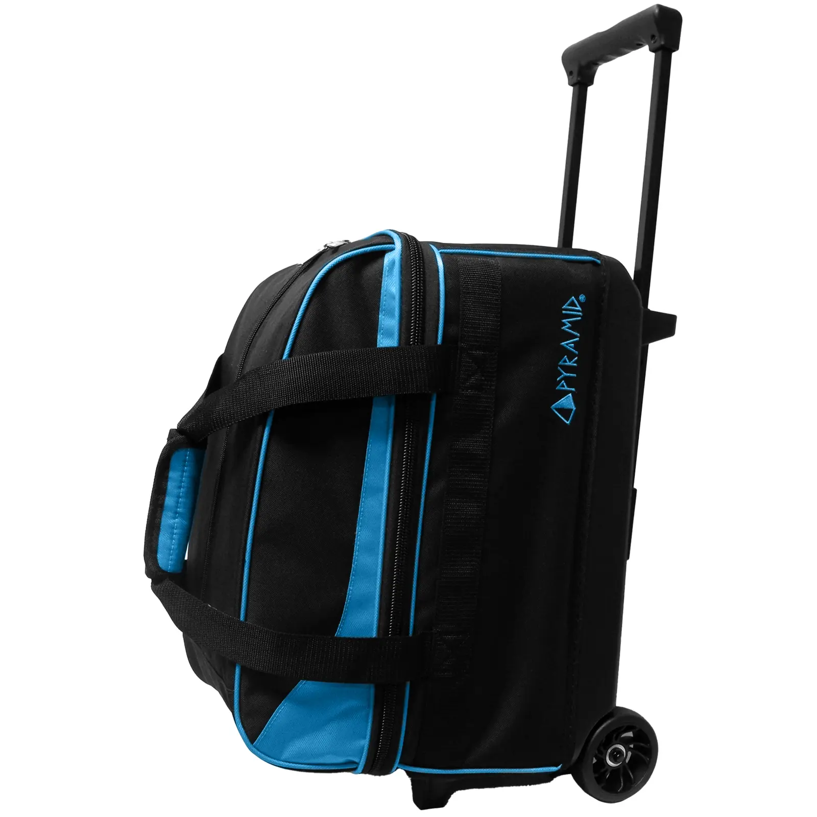 Pyramid Prime Double Roller Bowling Bag for Adults with Retractable Handle and Large 3.75-Inch Wheels, Asgard Blue, With Wheel Bowling Bags, Roller Wheels