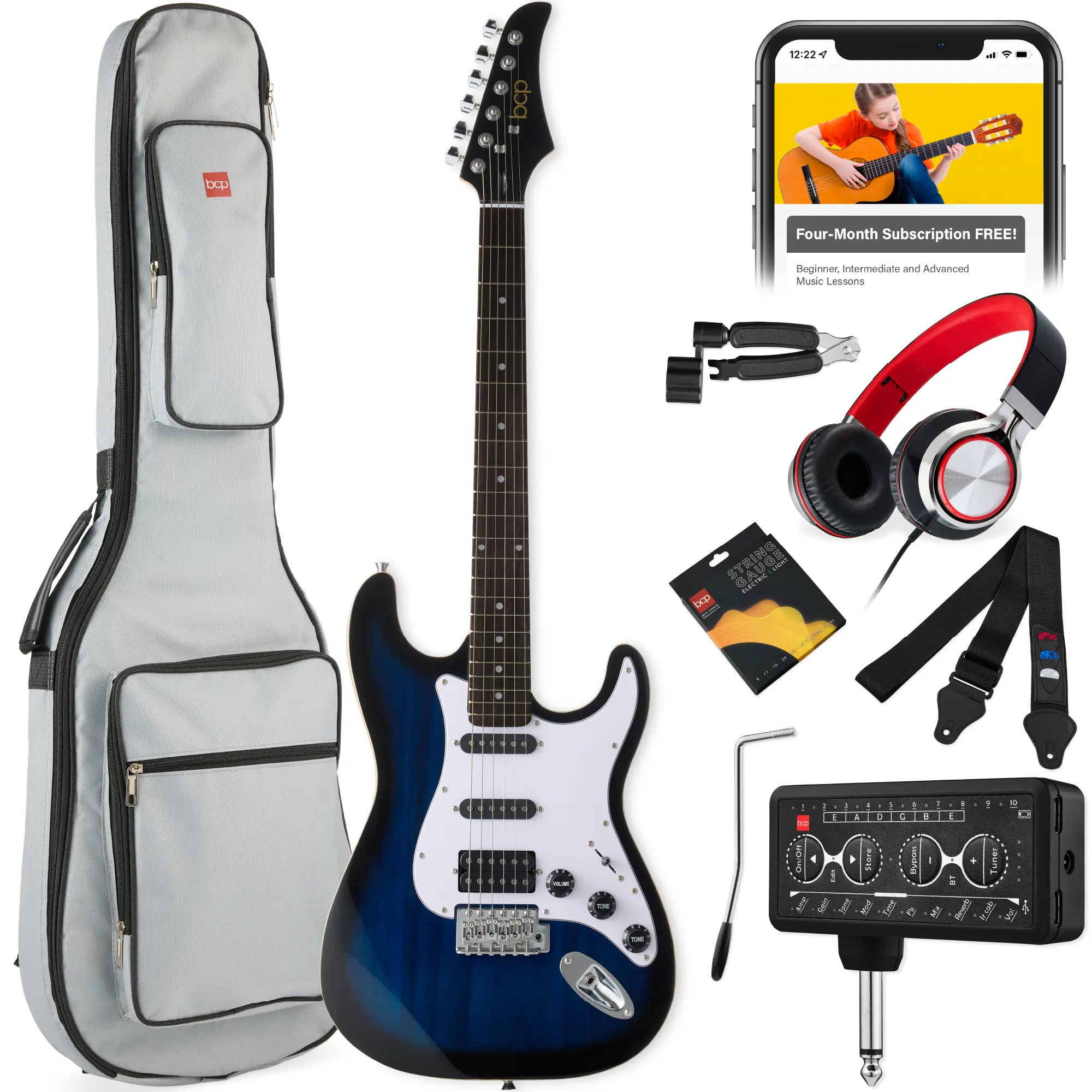 Best Choice Products Beginner Electric Guitar Kit w/ Headphone Amp, Padded Gig-Bag, Headphones Best Choice Products Beginner Electric Guitar Kit w/ Headphone Amp, Padded Gig-Bag, Headphones