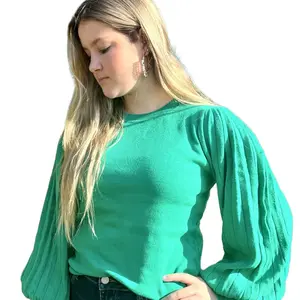 Pleated Puff Sleeve Sweater