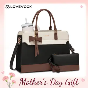 【Mother's Day Gift】LOVEVOOK Fall Laptop Tote Bag for Women,Leather Work Bag, Waterproof Business Teacher Bag,Large Computer Handbag Purse Briefcase,Office Gifts for Women. Tiktokshopstockup