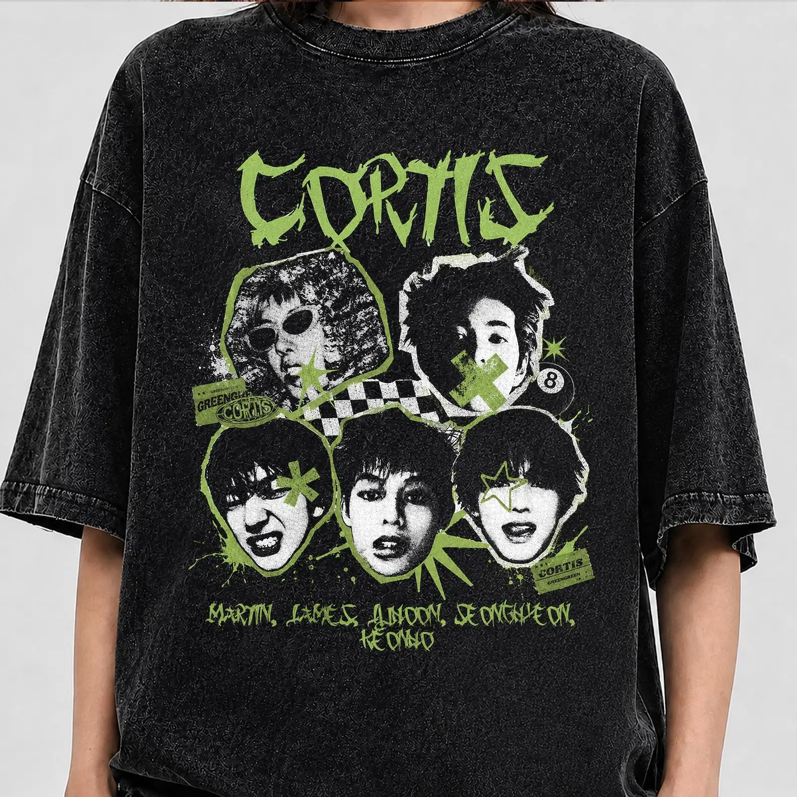 CORTIS Greengreen Graphic Wash T Shirt, Kpop Boy Group Fan Gift, Concert Merch Tee, Vintage Streetwear Fashion Shirt