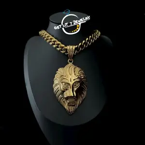 New-Style Hip-Hop Lion Head Pendant Cuban Chain Necklace, a Fashionable Hip-Hop Accessory, Unisex, an Exquisite Gift Option.| Hip-Hop Style | Cuban Chain | Miami Style |