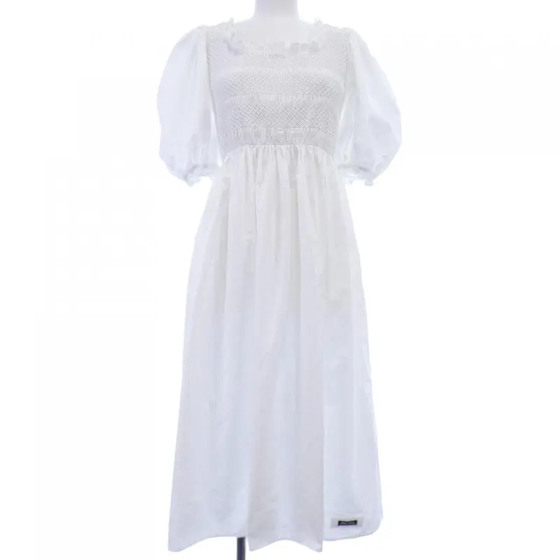 knee length dresses for ladies MIU MIU Size 36 Lace Collar Striped Dress With Crystal Cotton White/Bl