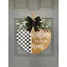 Front Door Hanger, Home Decor Ornament, Decorative Ornament, Style Ornament, Checkered Door Hanger, Year Round Wreath, Front Door Wreath, Wooden Welcome Door Hanger, Round Wreath for Front Door, 4th of July decorations sign, USA decor sign