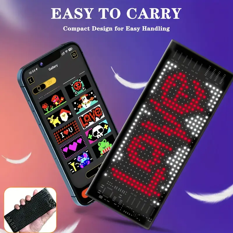 Flexible RGB Programmable LED Matrix Panel, Bluetooth App Control Rolling Text Billboard Sign, Foldable Custom Soft LED Display Screen for Bar, Shop Advertising, Party & Home Decor