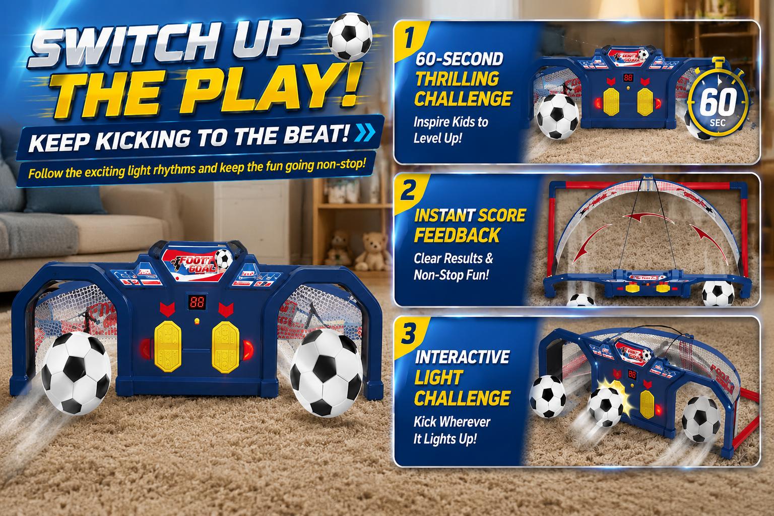 Smart Soccer Trainer Ball Set with Electronic Scoring System & Reaction Light Challenge – Official Match Ball for Building Real Soccer Skills, Family & Party Fun Game, Arcade-Style Experience, Birthday Gifts, Christmas Gifts