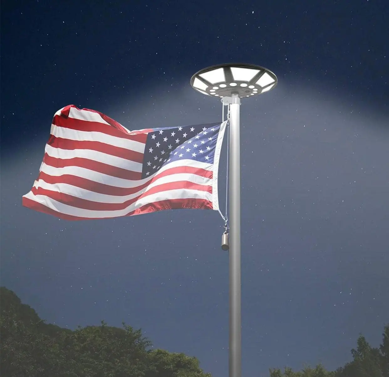 Commercial Solar Flag Pole Light Outdoor Dusk to Dawn, 266 led Light, 4200lm Super Bright Yard Lighting