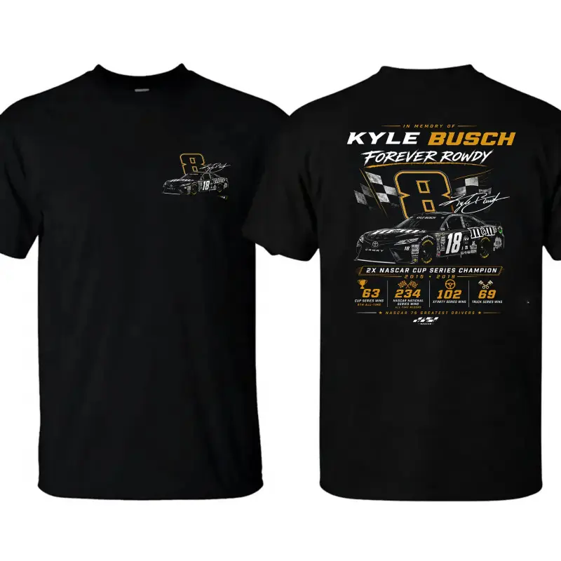 Kyle Busch 1985-2026 Forever Rowdy Racing Tribute Memorial Graphic Comfort Color T-shirt Ring-Spun Cotton Soft-Washed T-Shirt Trendy Tops Perfect Gift Cotton Graphic Tees Summervibe Cotton Top