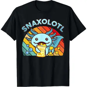 100% Cotton Axolotl-Shirt Snaxolotl Cute Axolotl Snacks Funny Food T-Shirt