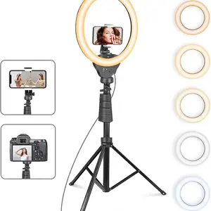 12'' Selfie Ring Light with 62’’ Tripod Stand for Video Recording, Live Streaming, Compatible with Phones, Cameras and Webcams
