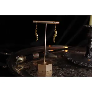 Gold Curvy Knife Earrings