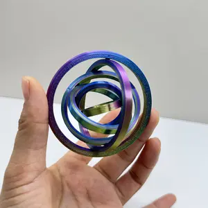 3D Printed Spinner Ring - Multi-Color PLA Plastic Fidget Toy (Pink/Yellow/Green/Blue/Purple) for Adults 14+, Portable Stress Relief Gadget