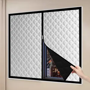 Winter Thickened Zipper Door Curtain, Visible Double Doors, Windproof Insulated Quiet, Velcro Quick Install, Easy Open Close, Single Pack