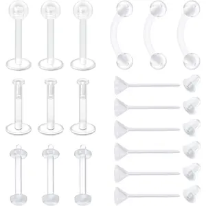 Clear Earrings for  Work  Mix Set Plastic Clear  Retainer Clear Cartilage Helix Tragus Conch Daith Ear Lobe Eyebrow Septum Nose Lip Labret Monroe  Retainer 16g 20g