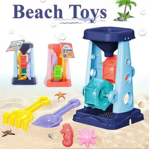 Beach Toy Set for Kids Sand Wheel Sand Bucket Scooter Shovel Rake Sailboat Hourglass Cute Molds Summer Outdoor Sandbox Sand Toys