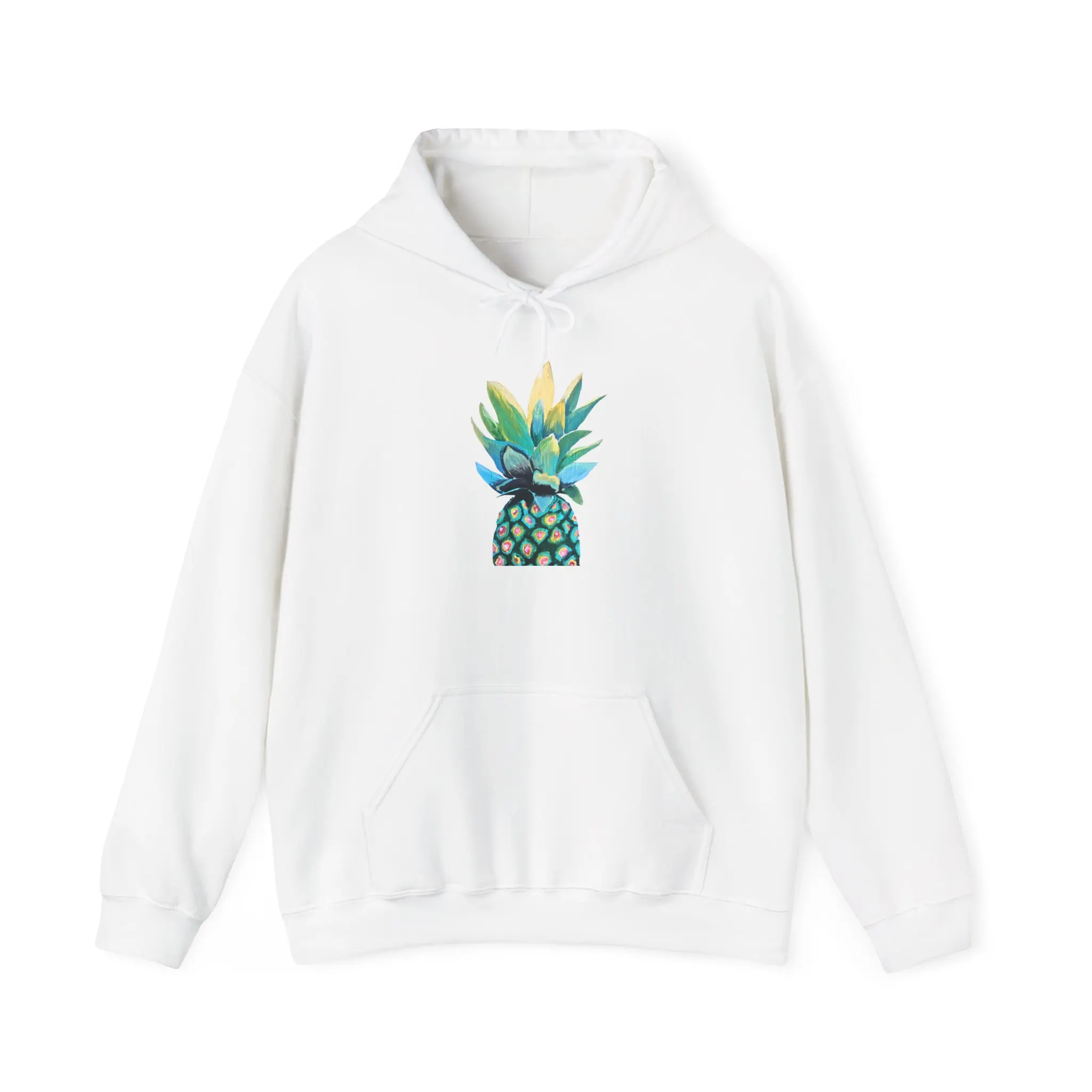 Tropical Pineapple Hoodie, Unisex Heavy Blend Sweatshirt for Summer, Comfortable Casual Wear, Gift for Friends, Vacation Style