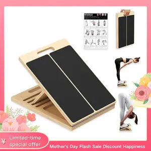 Homhut Adjustable Incline Wooden Slant Board Calf Stretcher for Squats, Pilates, Ankle Heel Feet Leg Exercise Home Gym Equipment