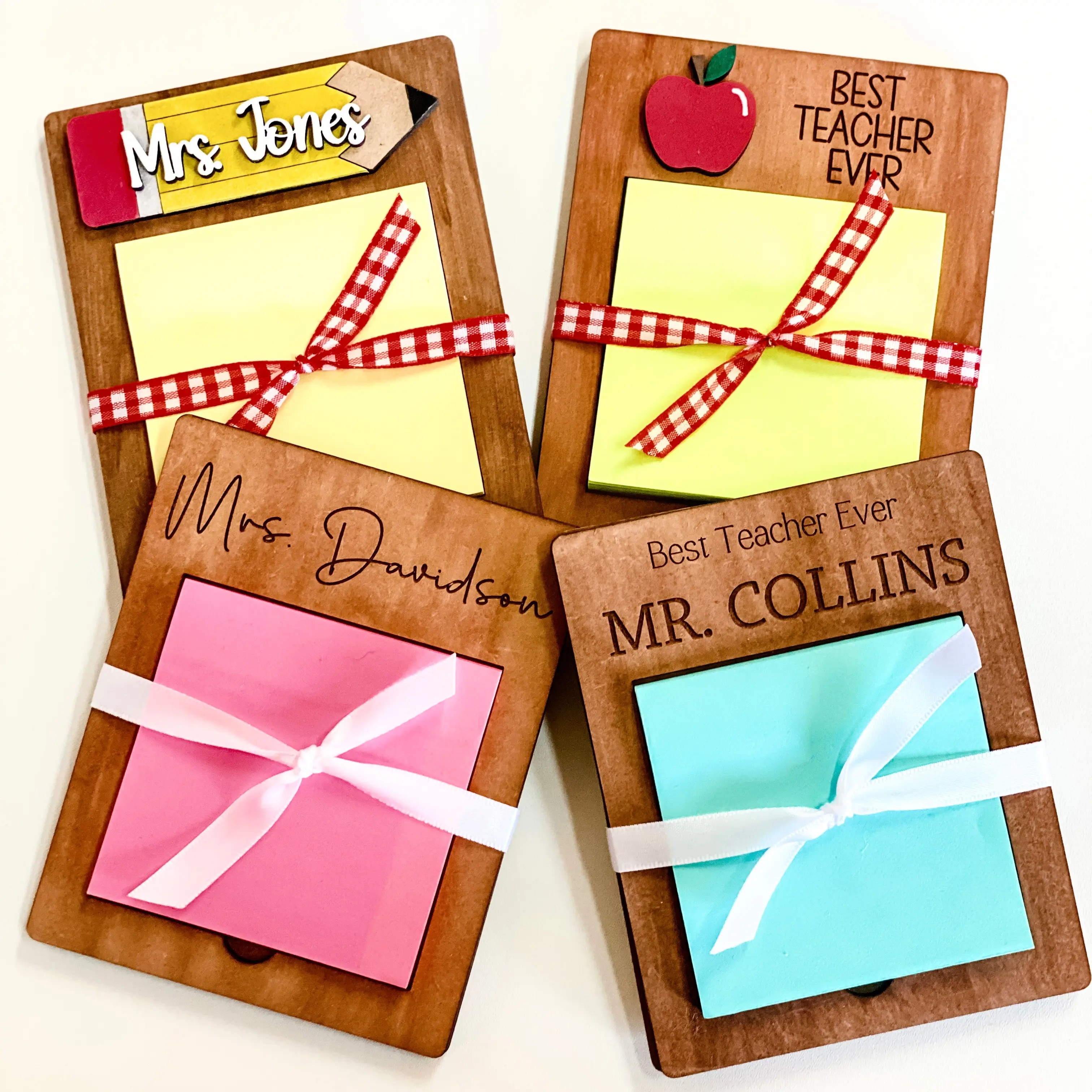Teacher Appreciation Sticky Note Holder - Custom Desk Organizer for End of the Year Gift  - School Item for Teachers