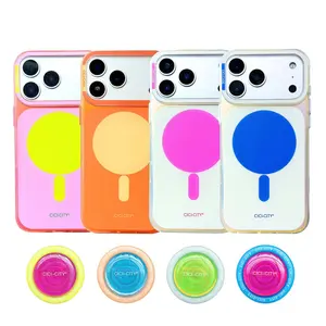 Stylish Light & Shadow Effect Simple Solid Color Magnetic Stand Phone Case Compatible For IP 17 Pro Max 16 Pro 15 Pro