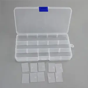 4 Pack 15 Grids Plastic Bead Organizer Containers Storage, Adjustable Dividers Diamond Jewelry Craft Painting Storage Case