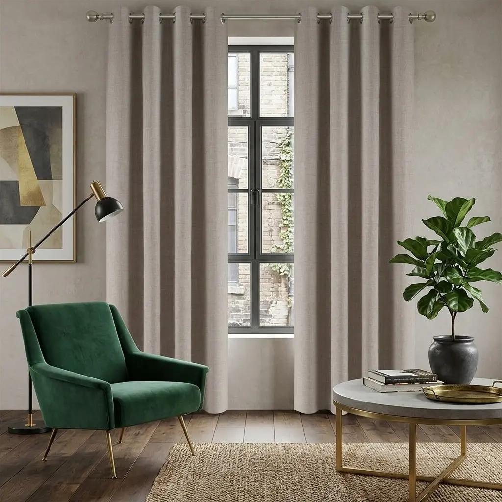 【Buy 1 Get 1 Free】2-Pieces Blackout Curtains Linen Curtains for Living Room Bedroom Office Window，Drapes With metal rings Linen Black Out Curtains Thermal Insulated，All season use