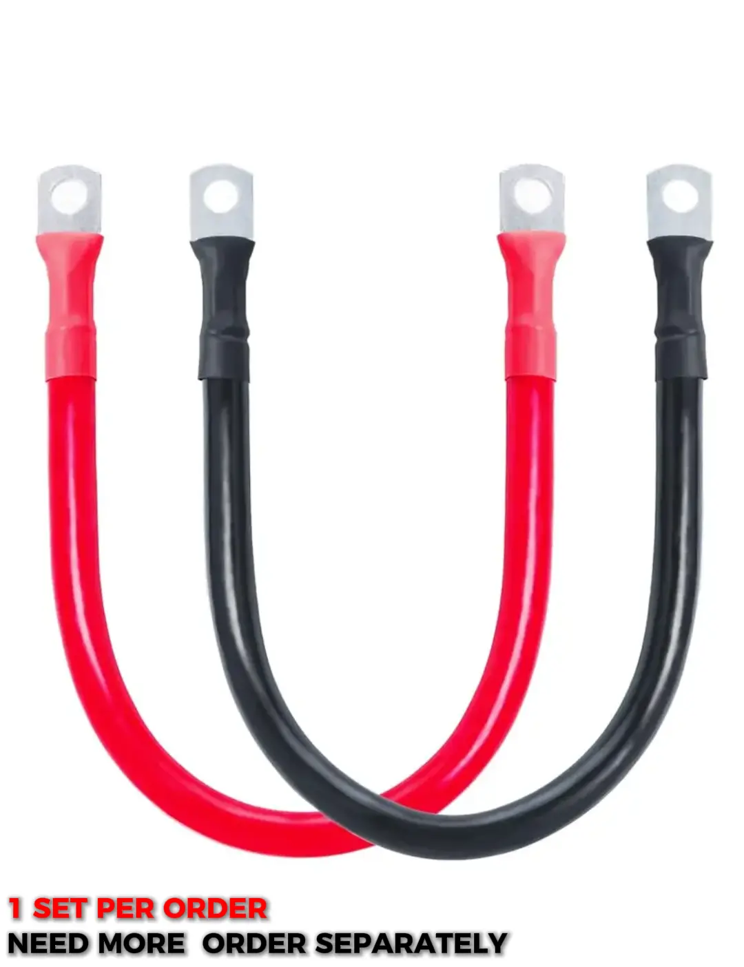ECO-WORTHY Durable Pre-Terminated 2AWG Tinned Copper Battery Cable Set Pack, 12in Cables with 5/16'' Lug Terminals for Efficient Power Transmission in Car, RV, Energy