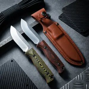 Hidden Canyon Hunter 15017 Saddle Mountain 15002 Outdoor Fixed Blade Knife 8Cr13MoV CPM-S30V Teardrop Blade Wooden Handle Leather Sheath Camping Fishing Scenarios Men Gift Multi-Tool with Sheath
