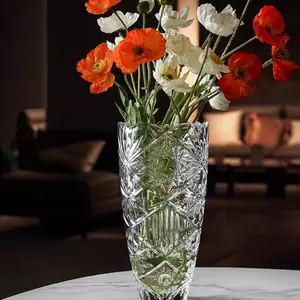 Czech Original Bohemia Crystal Glass Vase Luxury Transparent Home Decor Desktop Retro Ornament Decorative Flower Vase