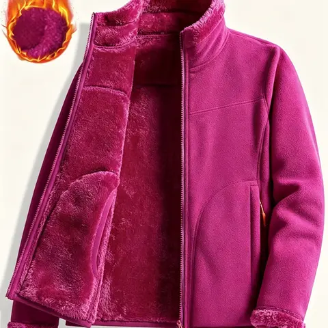 Clean Gent Women’s Ultra-Soft Fleece Sports Jacket — Warm Stand-Collar Outerwear for Autumn/Winter, Casual Everyday Wear, Stylish Cut and Comfortable Thermal Design
