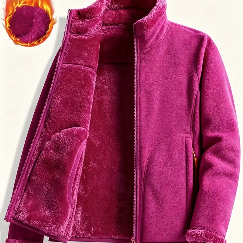 Clean Gent Women’s Ultra-Soft Fleece Sports Jacket — Warm Stand-Collar Outerwear for Autumn/Winter, Casual Everyday Wear, Stylish Cut and Comfortable Thermal Design