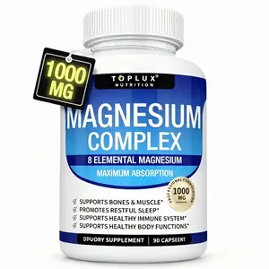 1000mg 8 Elemental Magnesium Glycinate Supplement - Blended with Citrate, Malate, Taurate for Optimal Absorption, Supports Healthy Bones, Muscle Recovery, Immune System Function, Restful Sleep & Balanced Body Wellness, 90 Capsules