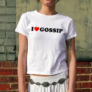 [ SALE UP TO 50% ] I Love Gossip 90s Baby Tee, Women's Fitted Tee, Y2K Clothing, Trendy Top, Funny Sayings, Y2K Baby Tee, 90s Style Tee