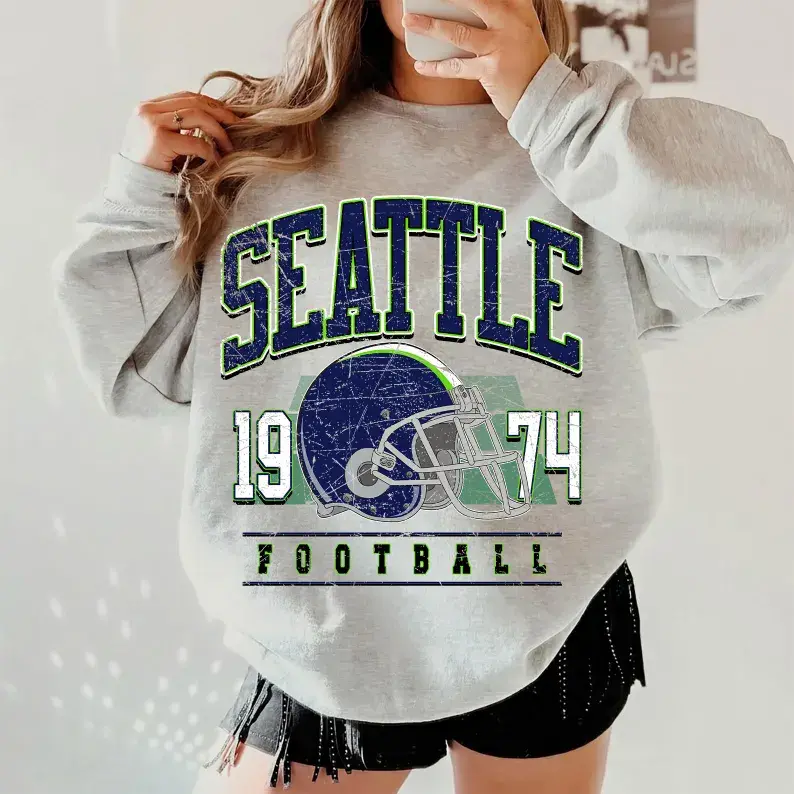 Vintage 90s Style Seattle Football Sweatshirt, Game Day Shirt, Seattle Team Football Shirt, Sunday Seattle, Seattle Football Hoodie, Seahawks Fan Apparel
