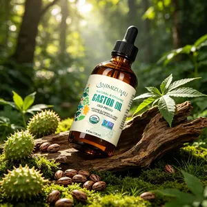 ANIMIZUMU Organic Extra Virgin Castor Oil for Adults - 100% Pure, Natural, Cold-Pressed, Unrefined, USDA-Certified, Hexane-Free - Haircare & Skincare (4 Fl Oz Glass Bottle)