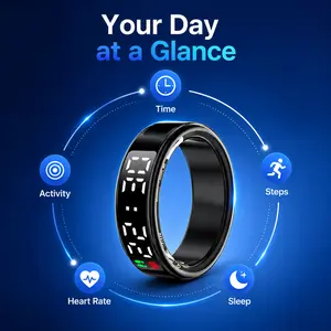 【Good】 SR08 Smart Ring HR Blood Oxygen Sleep Fitness Tracker Screen Lightweight Rechargeable Bluetooth for Health & TikTok Control for Fitness Enthusiasts & Gift Seekers