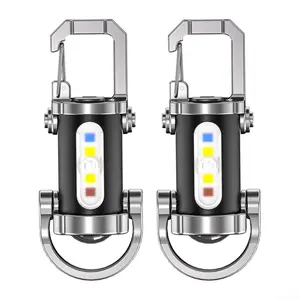 2-Pack Rechargeable Keychain Flashlights 1200 Lumens Portable EDC Flashlights with Power Bank Function IPX4 Waterproof Mini Work Lights for Emergency Tool Kits Includes Data Cable