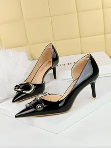 Women's Fashionable Solid Color Pumps Stiletto Heels, Elegant Pointed Toe High Heels for Party, Daily Clothing Decor for Women & Girls, Walking Shoes, Black Classy Stylish