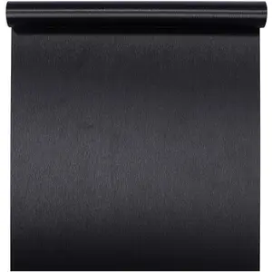 Self Adhsesive Vinyl Film Black Brushed Metal Stainless Steel Contact Paper for Dishwasher Fridge Refrigerator Stove Appliances Kitchen Cabinets Countertops Walls Backplash 15.7x117 Inches