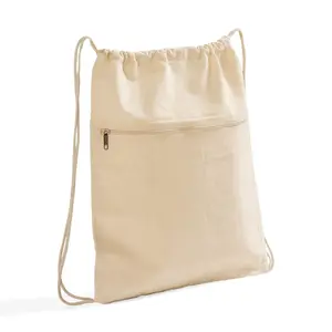 Front Zip Drawstring Backpack
