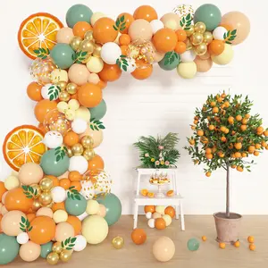 151Pcs Little Cutie Balloon Garland Kit in Yellow, Sage, Orange with Foil Balloons for Baby Shower