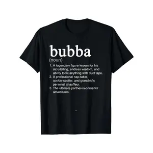Menswear Funny Bubba Definition Graphic T-Shirt - Humorous Character Traits Design, Soft Breathable, Unisex Round Neck Shortsleeve Top, Streetwear Casual Attire, Sizes S-XXXL (Black) - Ideal Gift for Bubba Pop Culture Fans