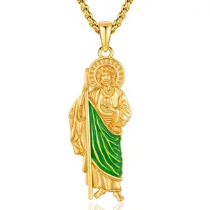 Thanches 925 Sterling Silver San Judas Necklace St. Jude Medal for Men Women Religious Hope Protection comfort Pendant Jewelry Gift