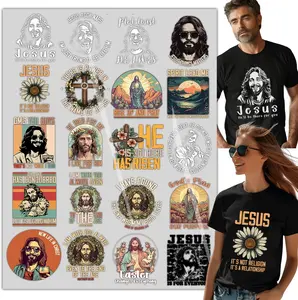 20PCS Christian Jesus DTF Heat Transfer Designs – Religious Faith Iron On Transfers for T-Shirts, DIY Apparel, Easter & Bible Verse Prints, Ready to Press
