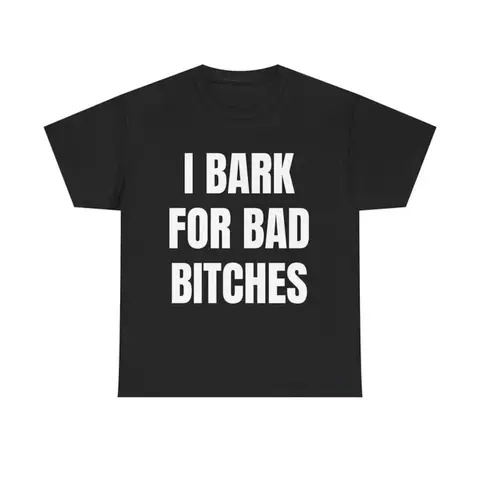 Women's Short-Sleeve Round Neck "I Bark for Bad Bitches" Graphic Print Top - Casual, Funny, Sarcastic Apparel for Gen Z, Durable Stitching, Breathable Fabric